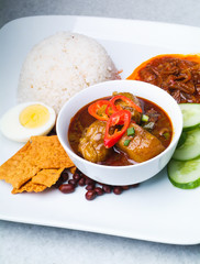 Nasi lemak traditional spicy rice dish