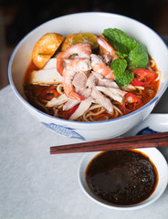 Noodle. Curry Noodle on the background