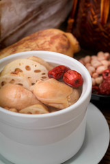 Chicken and herb soup, Chinese food style.