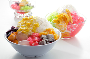 Shaved Ice dessert and Fresh fruits