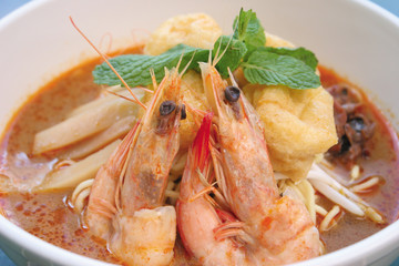 Prawn noodle - Malaysian food spicy noodles