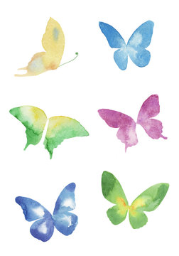 蝶の水彩イラストセット