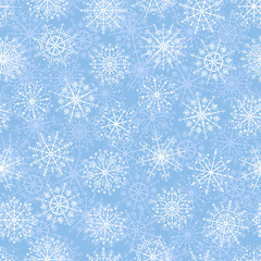 Seamless blue pattern with snowflakes. Vector background.