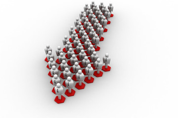 3d people arrange in arrow que