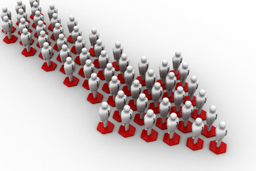 3d people arrange in arrow que