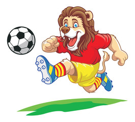Obraz premium lion playing soccer