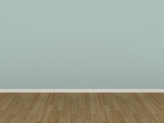 green wall and wood floor in a empty room