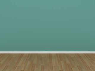 Fototapeta na wymiar green wall in a empty room