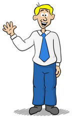 winkender Businessmann