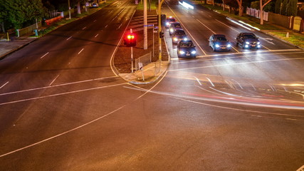 Melbourne street at night time lapse