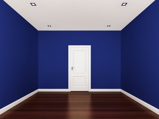 blue wall,empty room,3d nterior