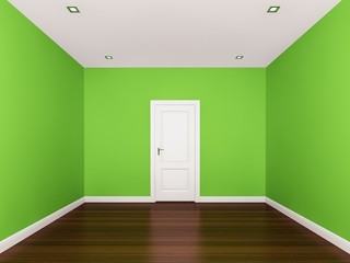 green wall,empty room,3d nterior