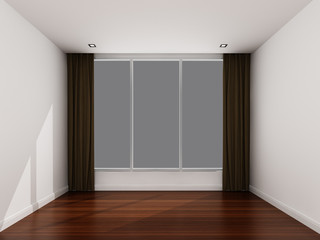 Empty white room in the morning