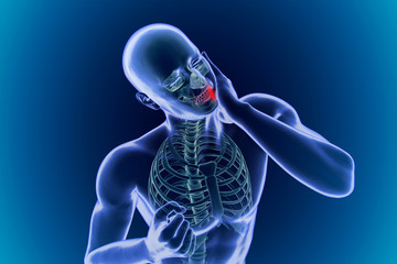 Man with toothache jaw pain