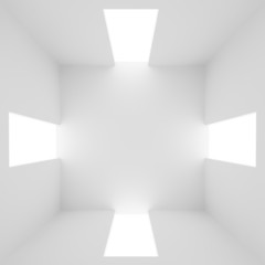 white wall empty room on top view,3d interior