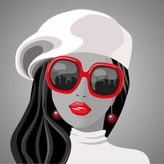 red black and white portrait