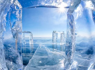 Zelfklevend Fotobehang Poolcirkel Icehange - stonehenge gemaakt van ijs