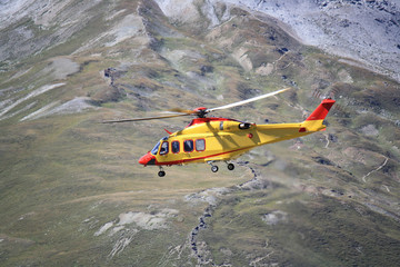 Helicopter rescue over the mountains of Stelvio, Italy