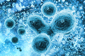 a large rendered image of bacteria or cells under a microscope