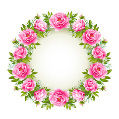 Rose wreath isolated on white