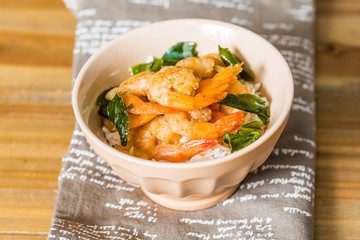delicious asian fried shrimp and rice