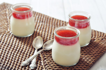 Dessert panna cotta with strawberry