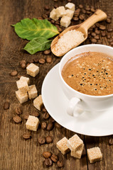 coffee with  coffee beans and cane sugar