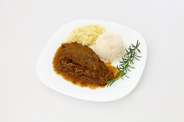 Roast silverside with roti sauce dish
