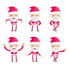 Santa in various poses for use in advertising, presentations,