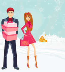 couple on Christmas shopping