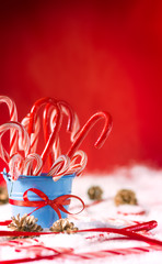 Peppermint canes christmas background with a room for text