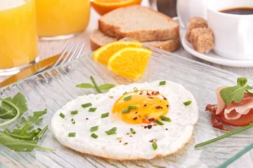 Keuken foto achterwand Spiegeleieren gebakken ei, ontbijt