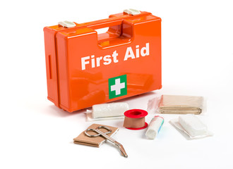 First Aid Kit with dressing material - obrazy, fototapety, plakaty