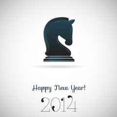 Vector greeting card - chess horse 2014