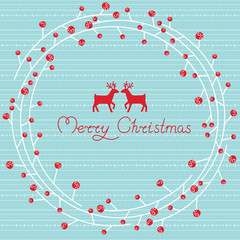 Greeting card with a festive wreath. Vector illustration