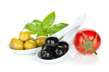 Green and black olives