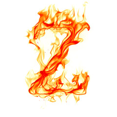 Fire letter isolated on white background