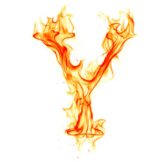 Fire letter isolated on white background