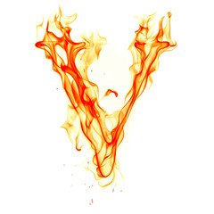 Fire letter isolated on white background