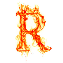 Fire letter isolated on white background