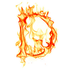 Fire letter isolated on white background