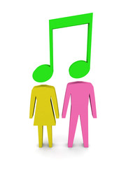 Music connecting people. Concept 3D illustration.