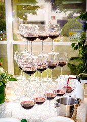 pyramid with a glass of wine