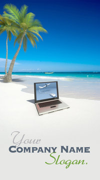 Computer on  the beach