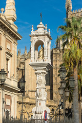Fototapeta premium Statue of Mary and Jesus outside Seville Cathedral Spain