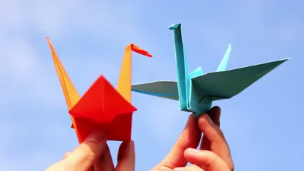 Deurstickers Geometrische dieren Origami, de kunst van origami