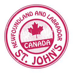Stamp with name of Canada, Newfoundland and Labrador and St. Joh