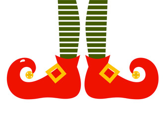 Fototapeta premium Christmas cartoon elf's legs isolated on white