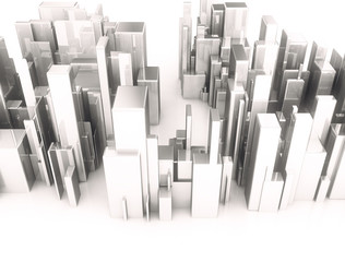 Metal 3d cubes abstract. City model