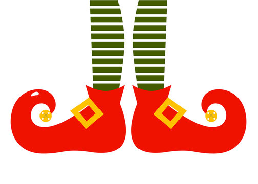 Christmas cartoon elf's legs isolated on white